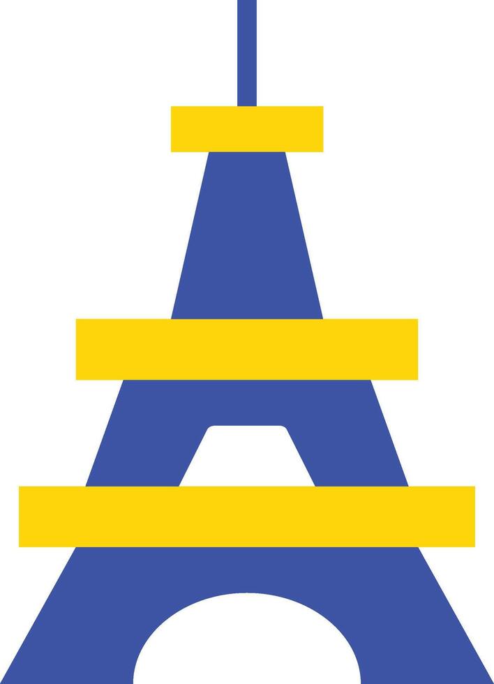 the eiffel tower is shown in blue and yellow vector