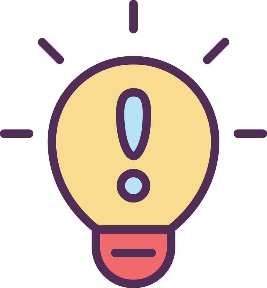 an icon of a light bulb with an exclamation mark vector