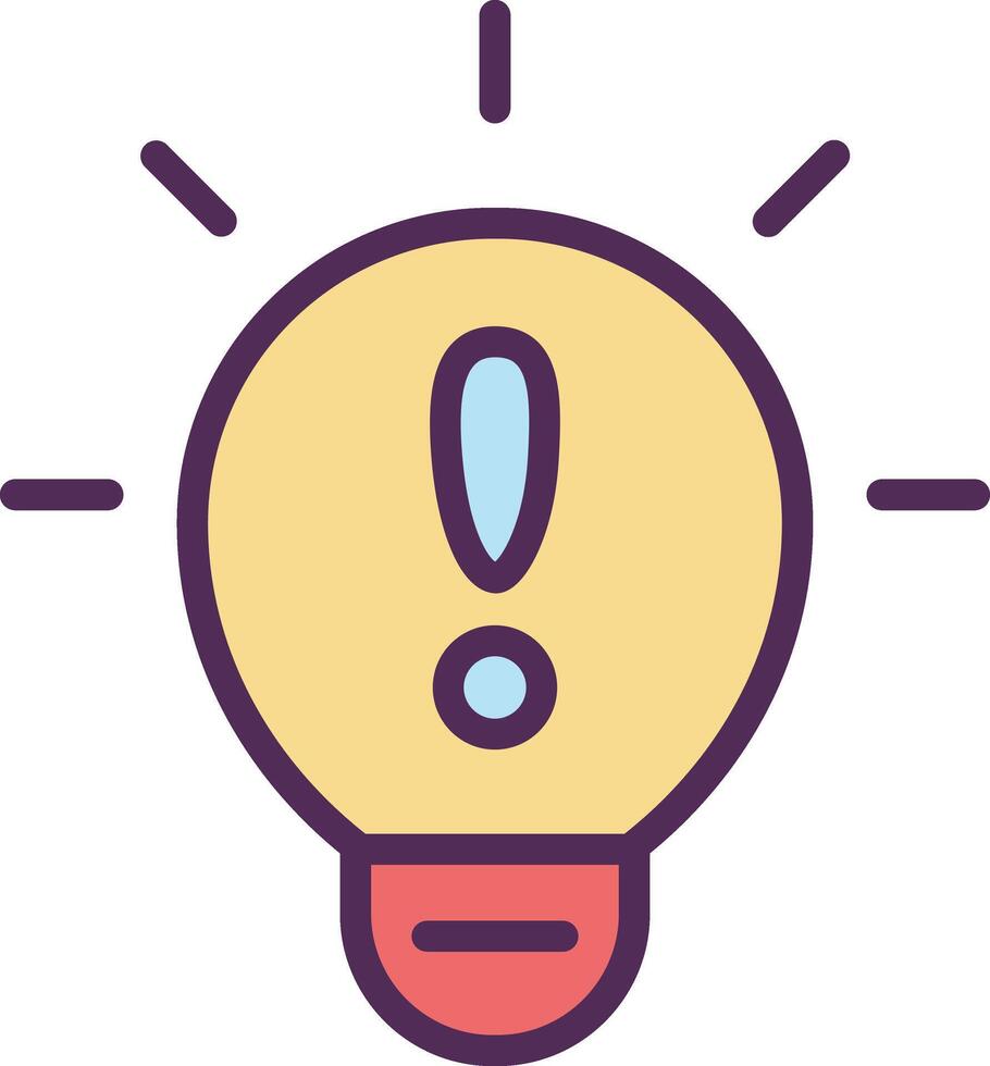 an icon of a light bulb with an exclamation mark vector