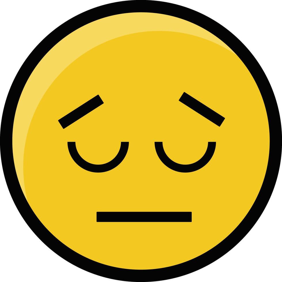 a yellow emoticion with a sad face vector