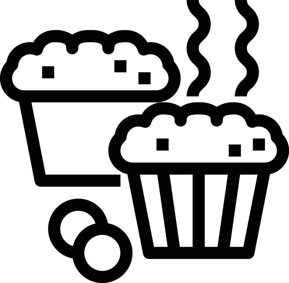 a black and white image of a cupcake and a bowl vector