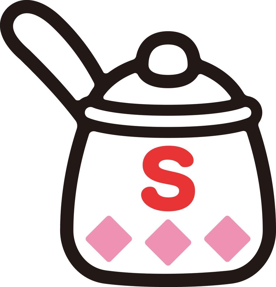 a white and pink pot with a letter s on it vector