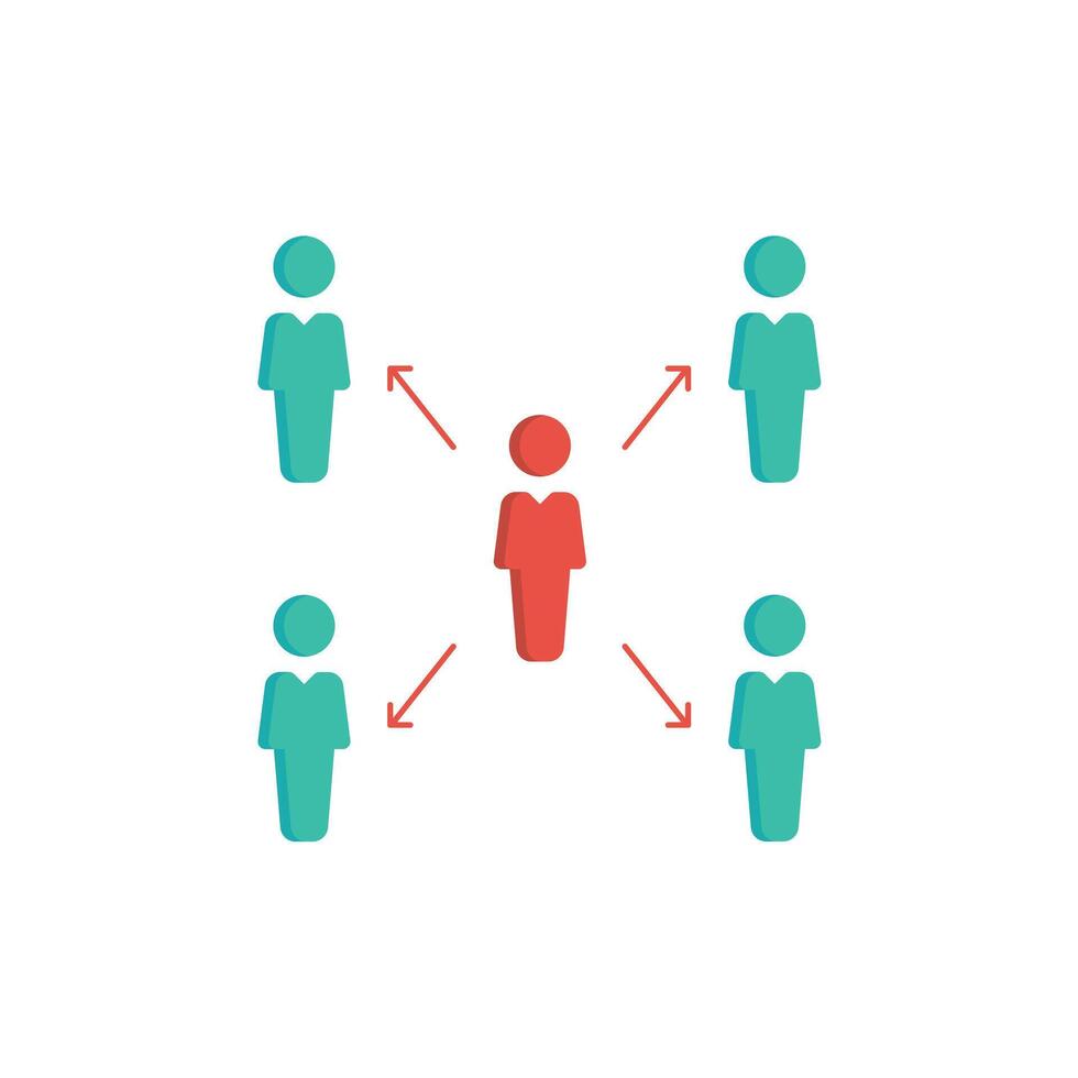a group of people are connected by arrows vector