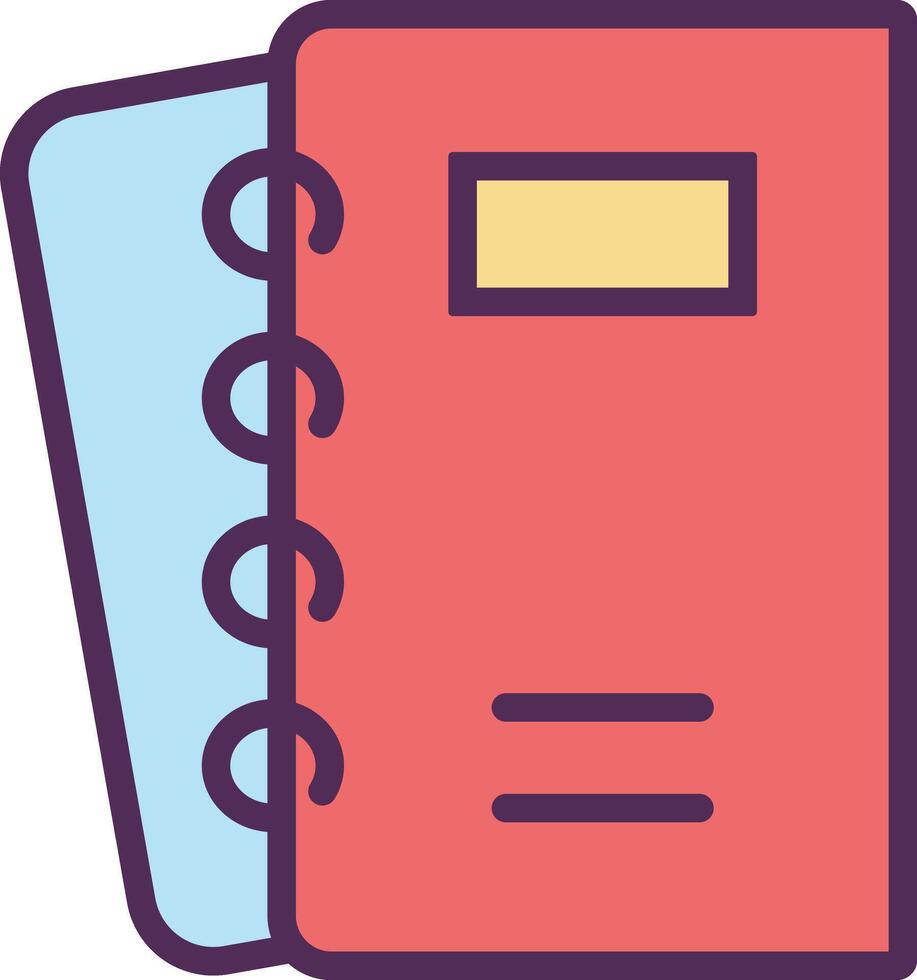 a red notebook with a blue cover vector