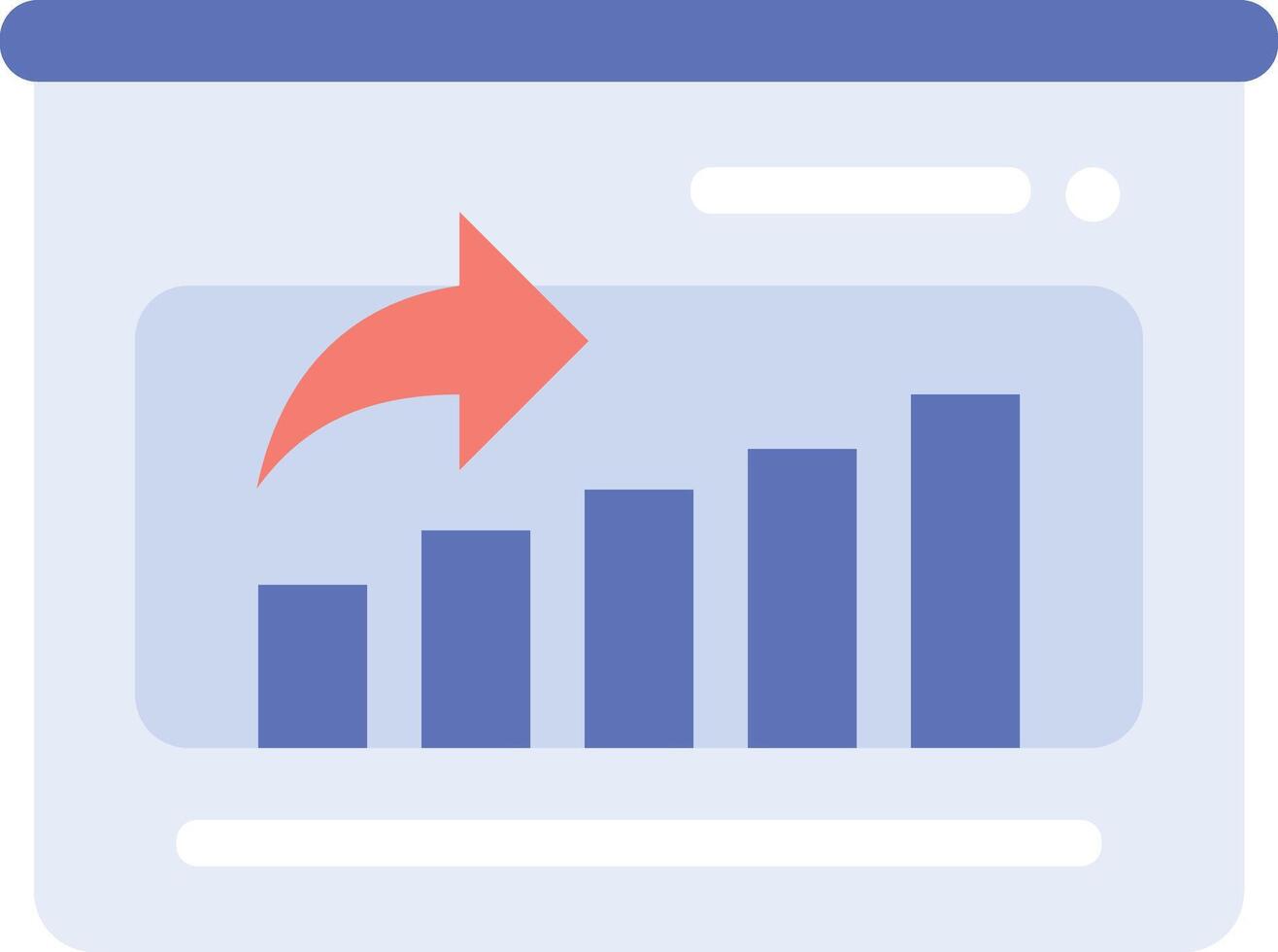 a graph showing a bar chart with an arrow pointing up vector