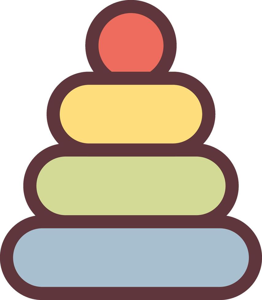 a stack of colorful toys with a red ball on top vector