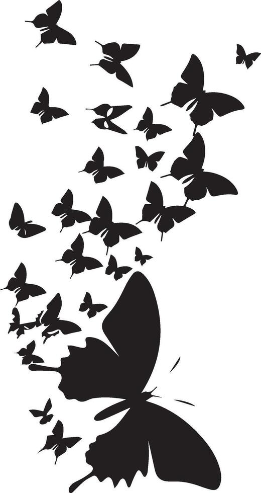 Silhouette of flying Butterfly set on white background vector