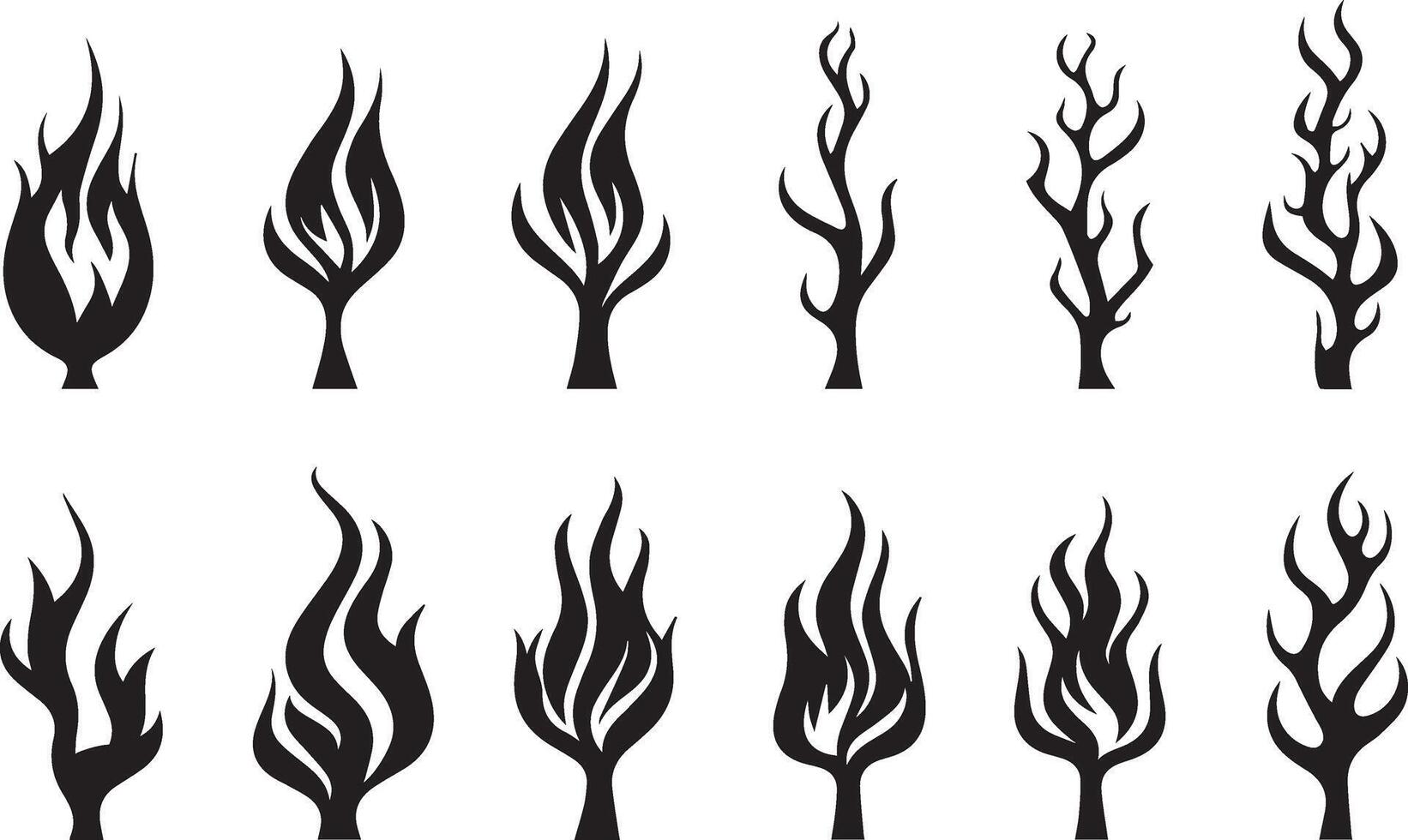 Set of Classic silhouette flame vector