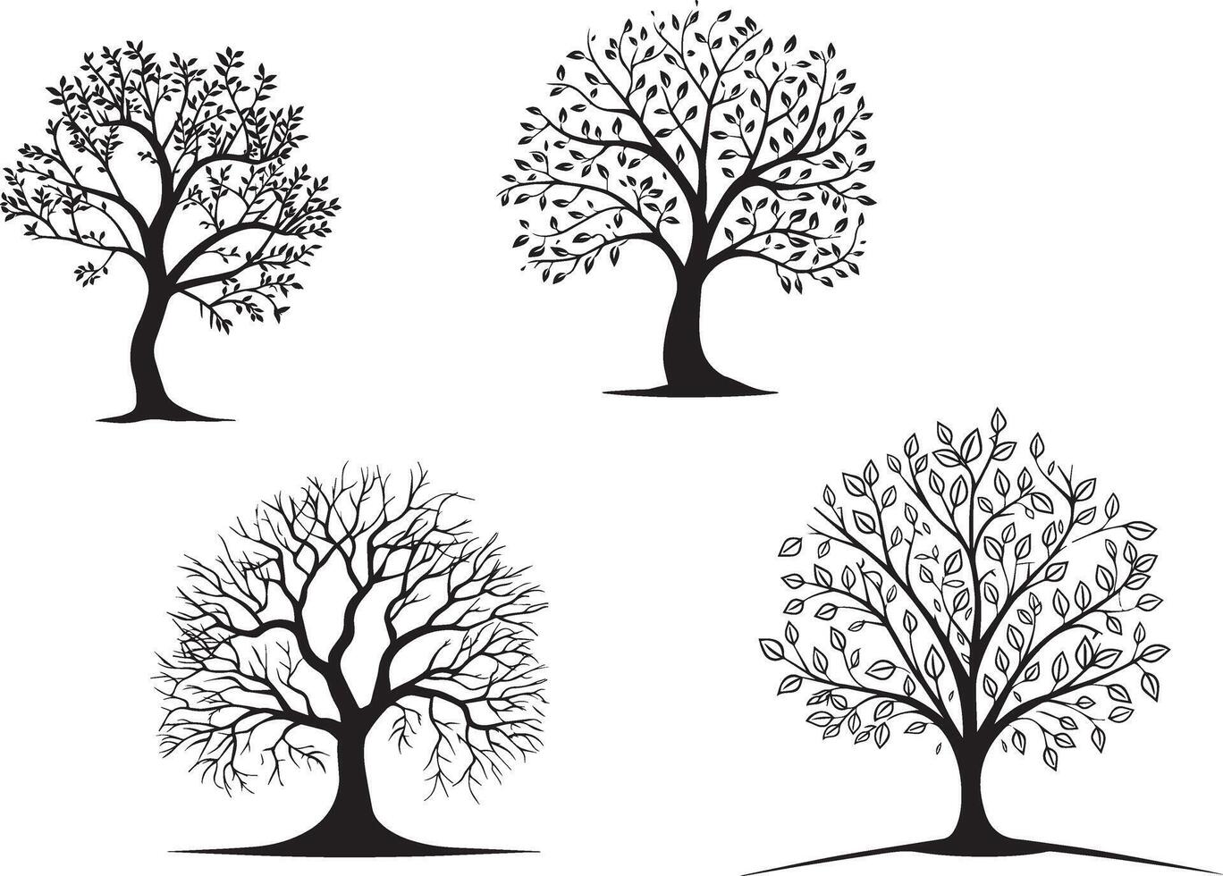 Trees silhouettes isolated on white background vector