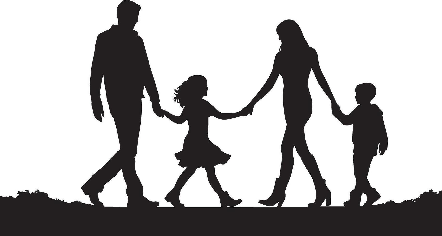 Happy family silhouettes on white background vector