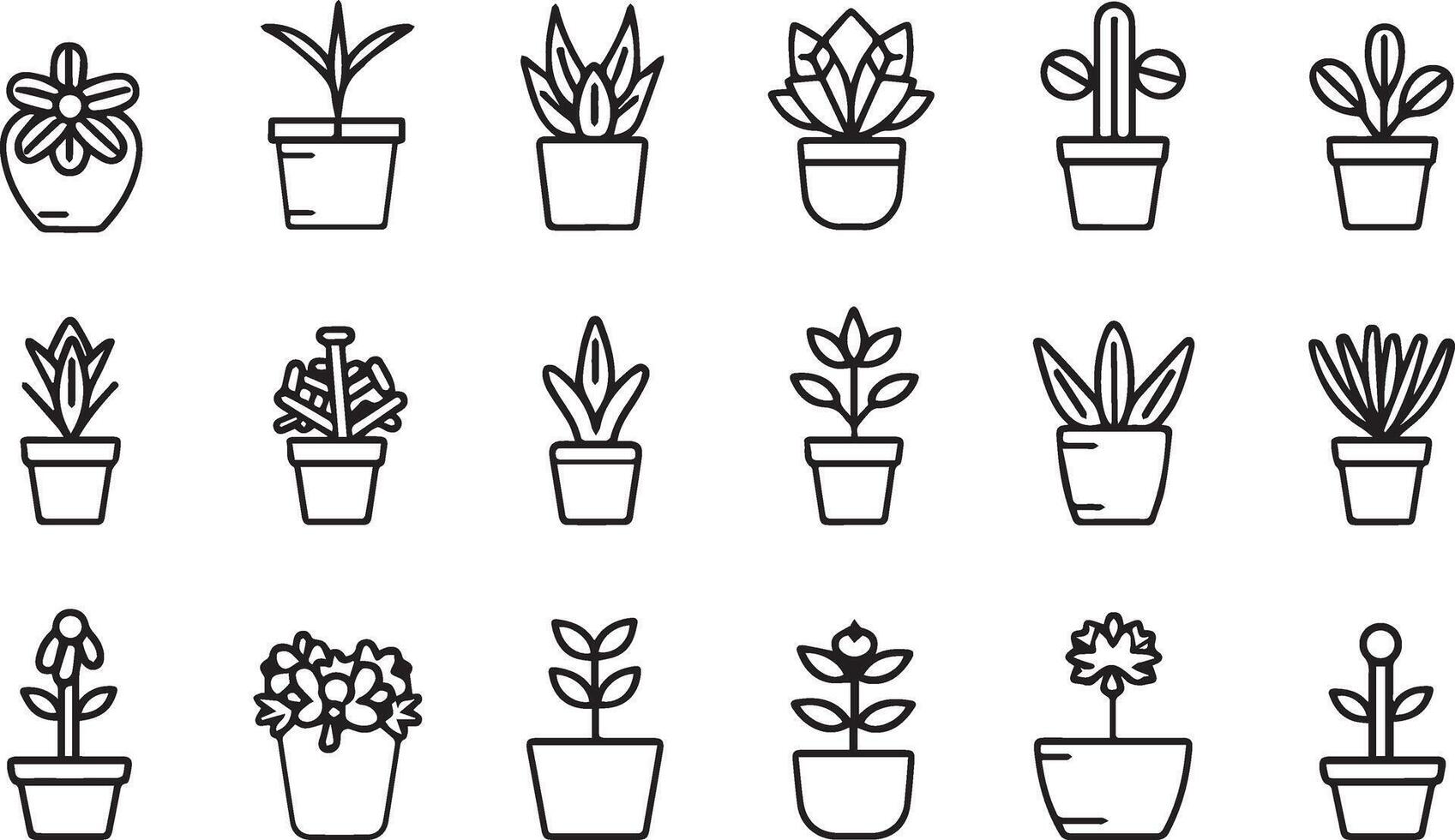 hermosa plantas con hojas negro silueta vector