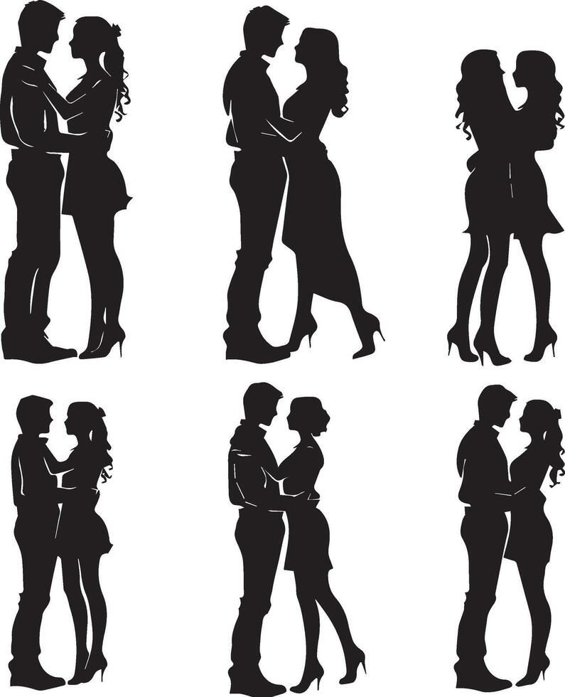 Lovely Couples Set silhouette on white background vector