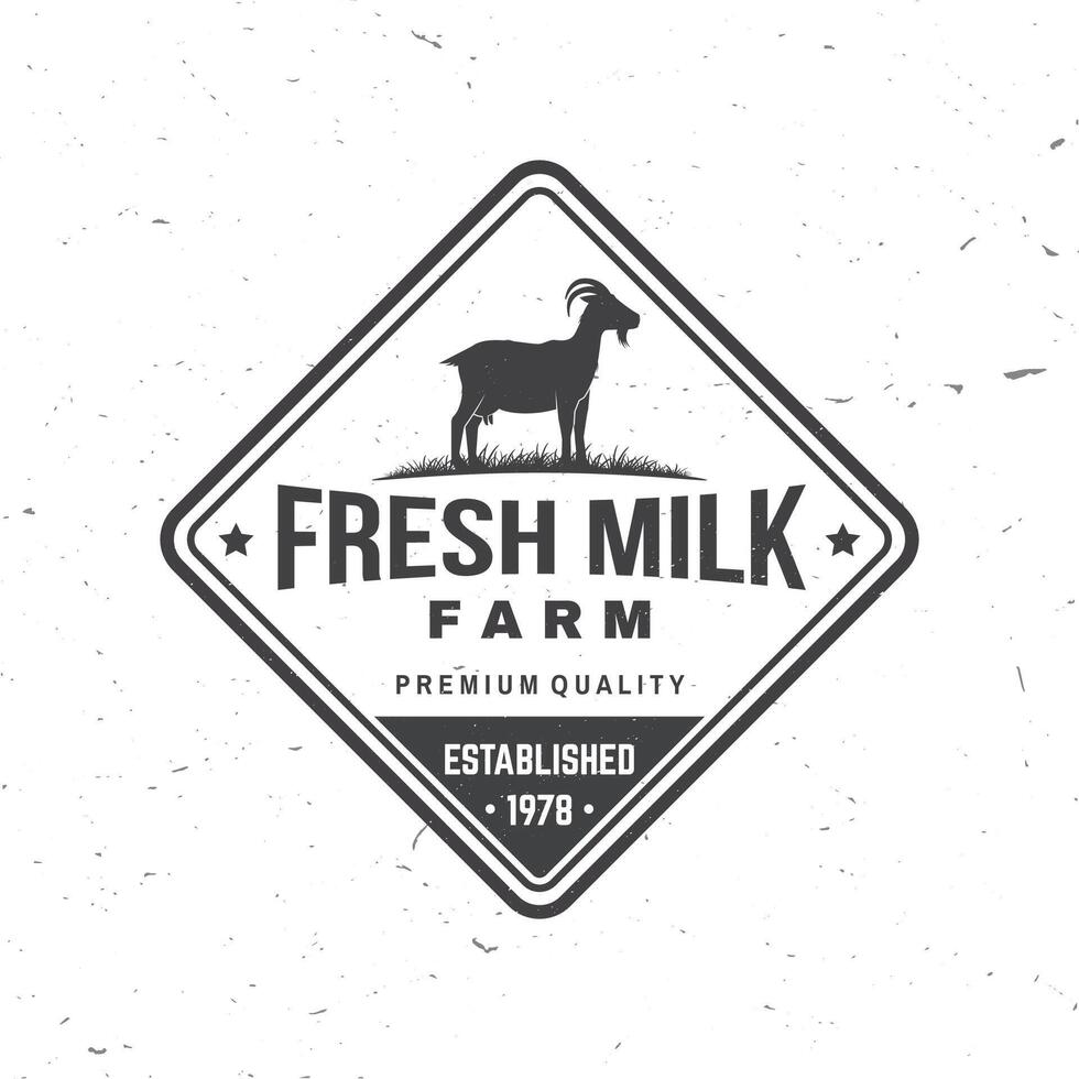 Fresco natural Leche insignia, logo. vector. tipografía diseño con cabra silueta. modelo para lechería y Leche granja negocio - comercio, mercado, embalaje y menú vector