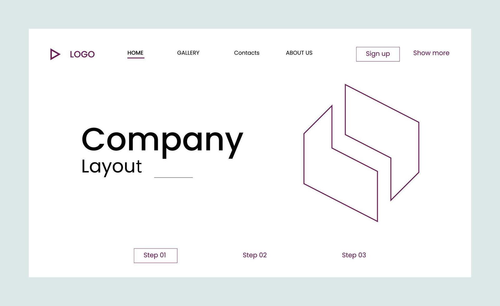 Creative business landing page design with multiple colored shapes vector
