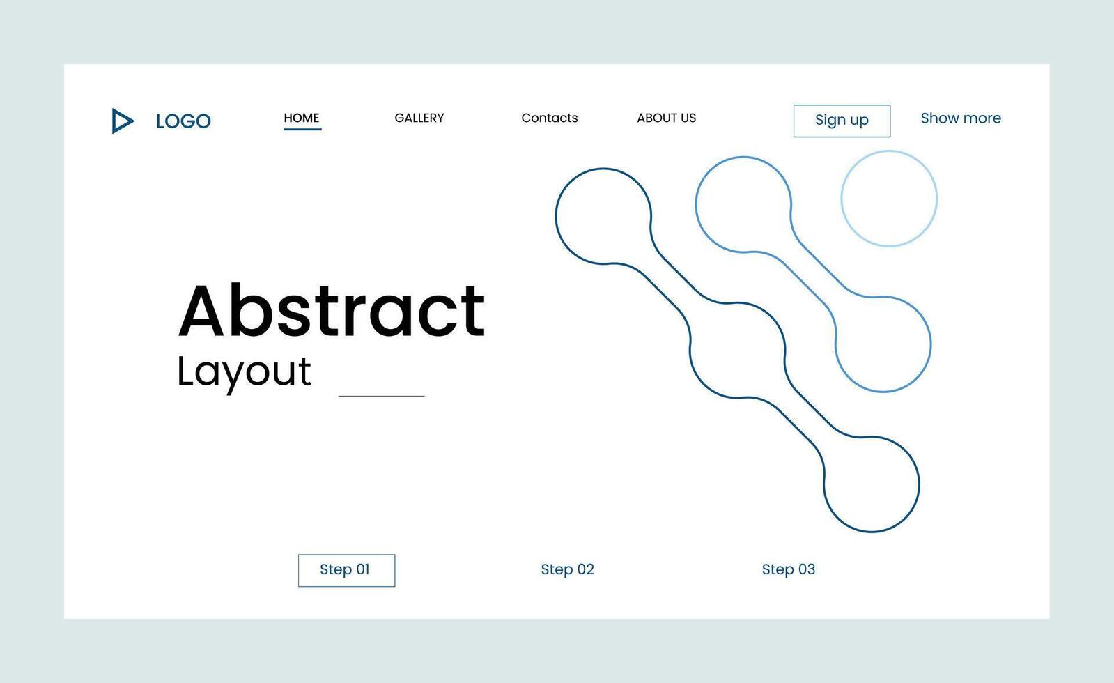 Creative business landing page design with multiple colored shapes vector