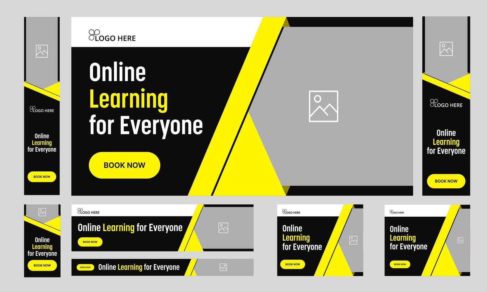 Best online platform web set banner design for social media post, fully editable vector eps web bundle banner design, vector eps 10 file format web learning banner design