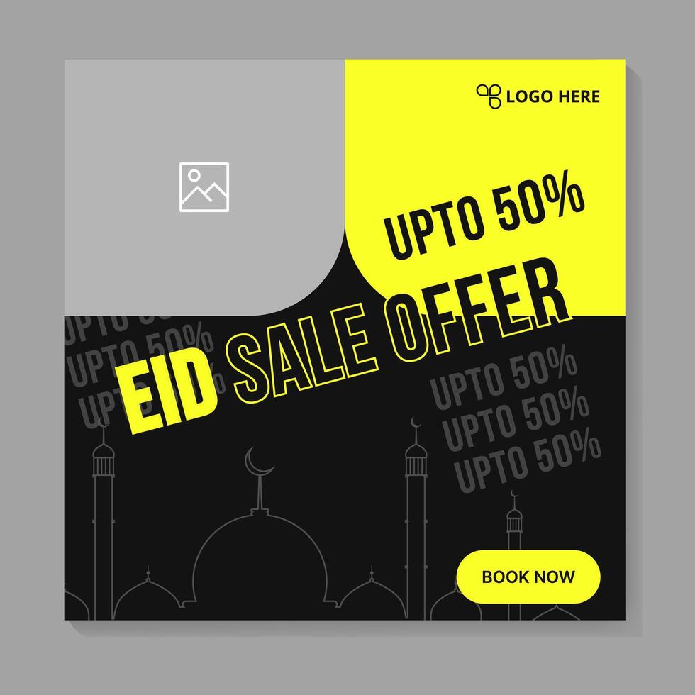 Social media offer banner design, Eid festival discount offer banner design, fully customizable vector eps 10 file format