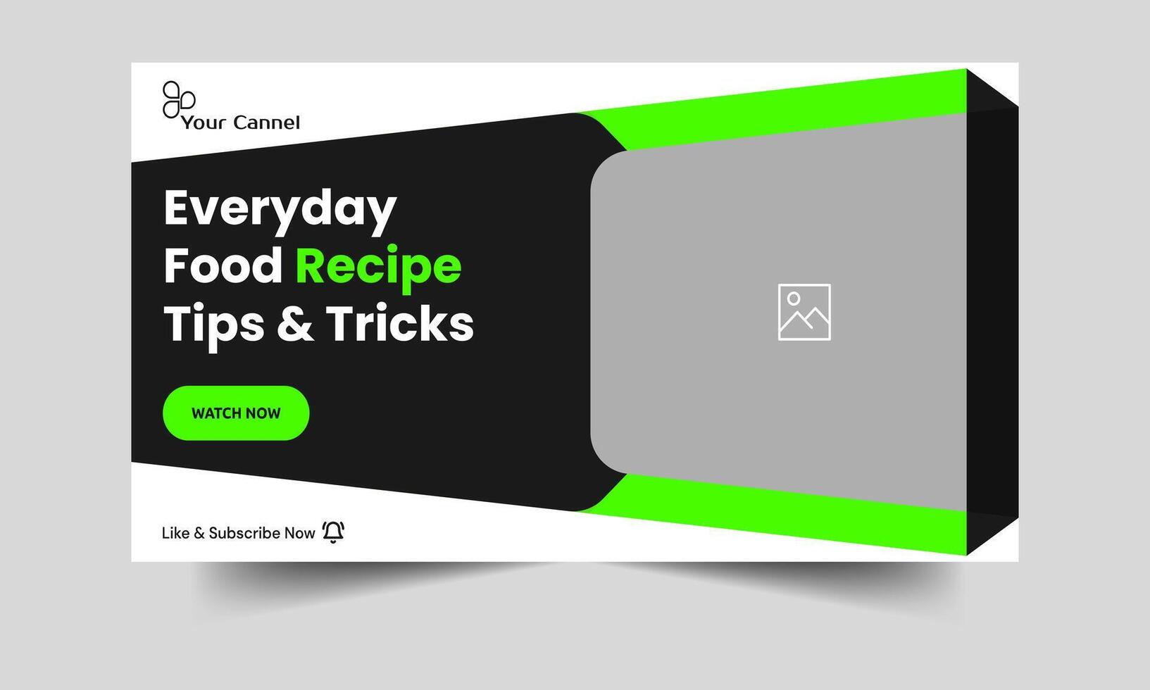 Daily food recipe tips and tricks video thumbnail banner design, food review techniques video cover banner design, editable vector eps 10 file format