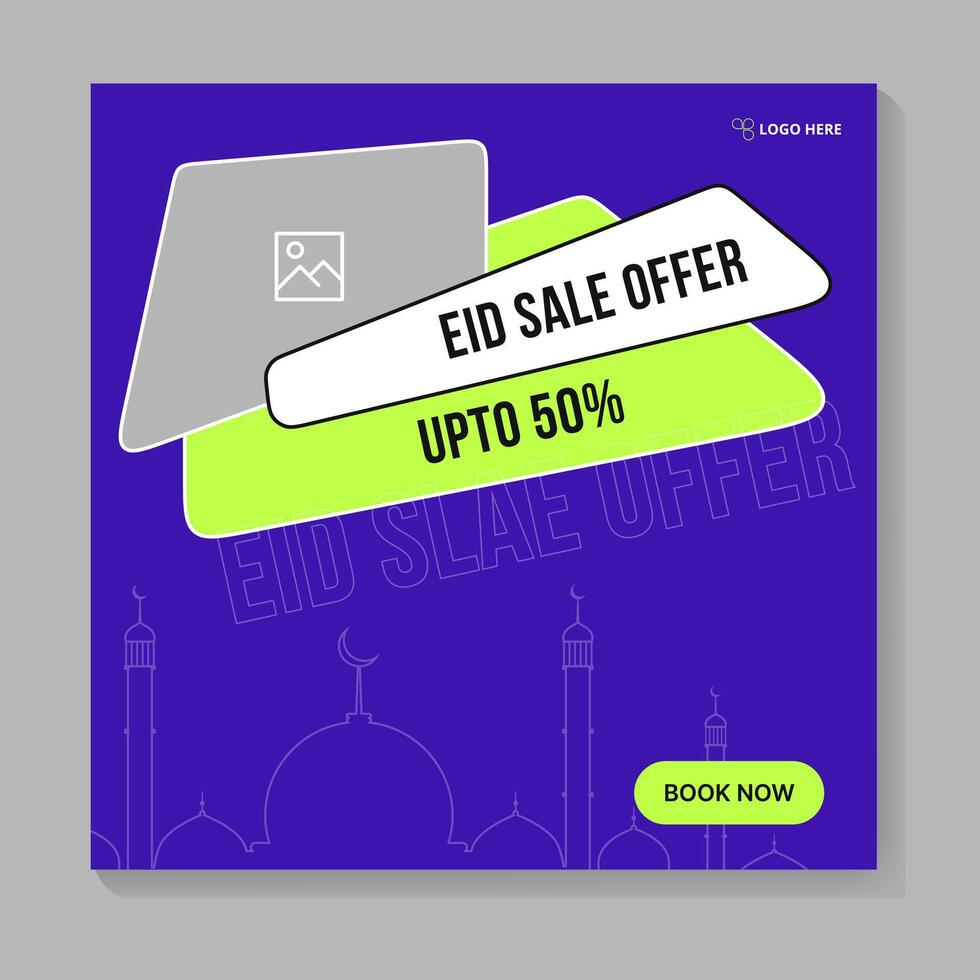 Eid Mubarak sales offer banner for social media post, festival big offer banner design, fully editable vector eps 10 file format