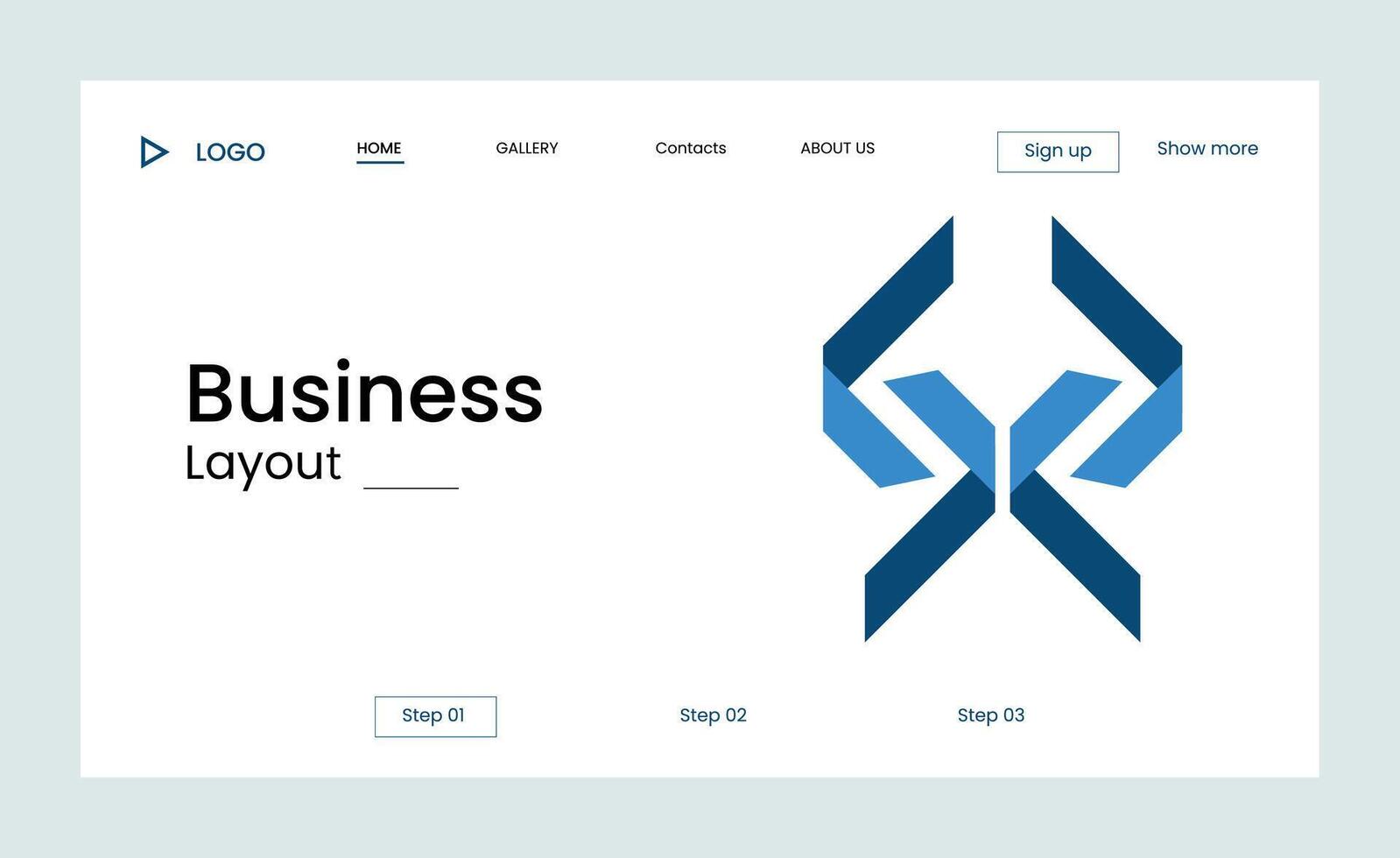 Creative business landing page design with creative shapes vector