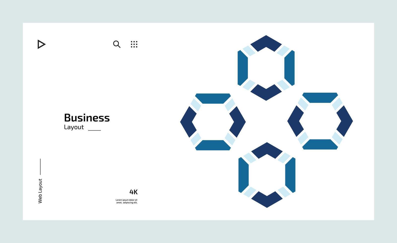 Creative business landing page design with multiple colored shapes vector
