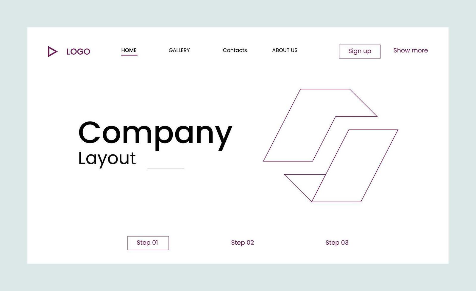 Creative business landing page design with multiple colored shapes vector