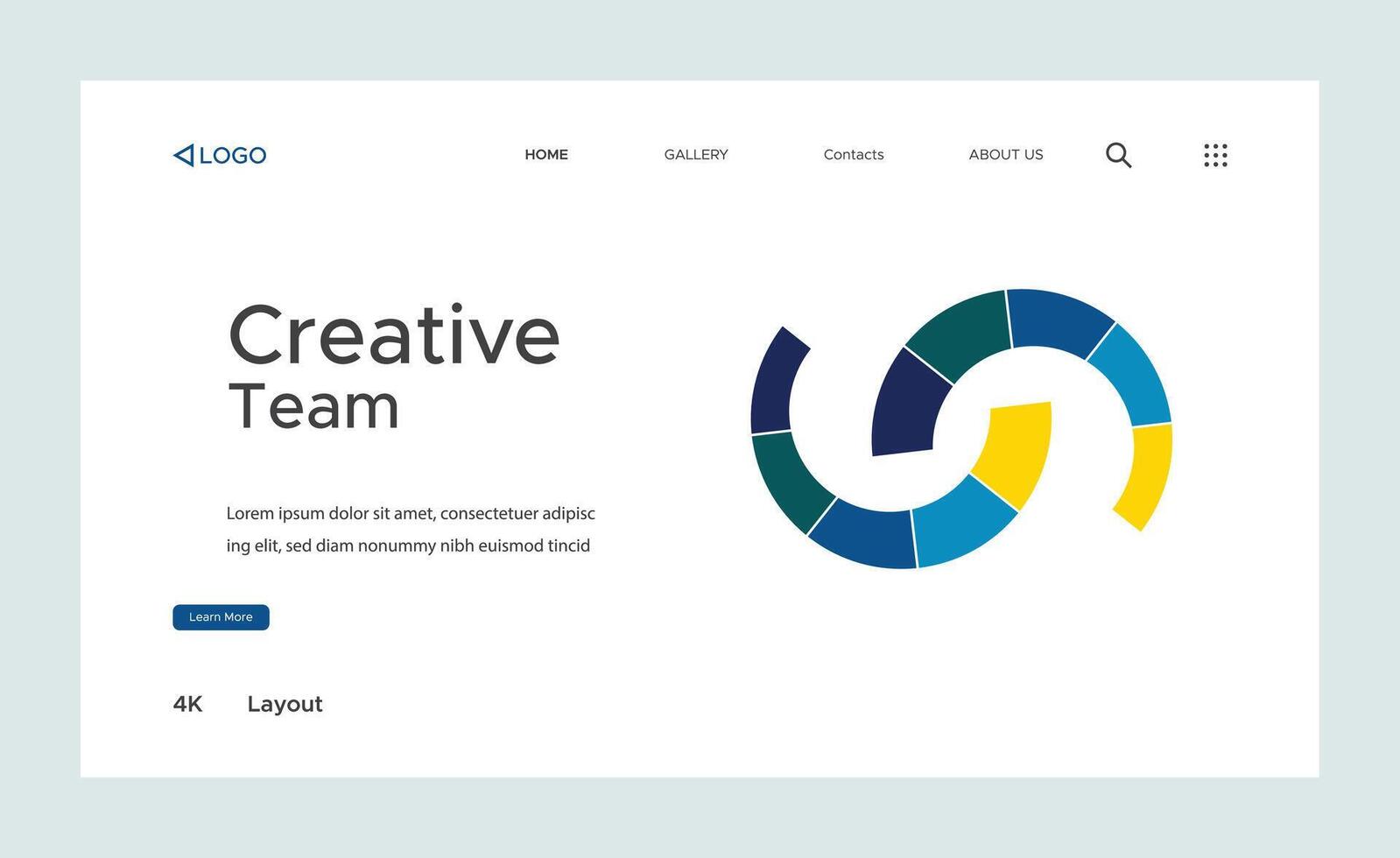 Creative corporate business landing page design with multiple color shapes vector