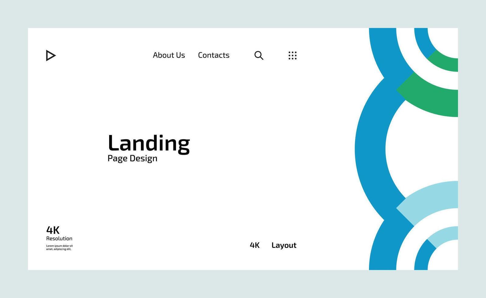 Creative business landing page design with multiple colored shapes vector