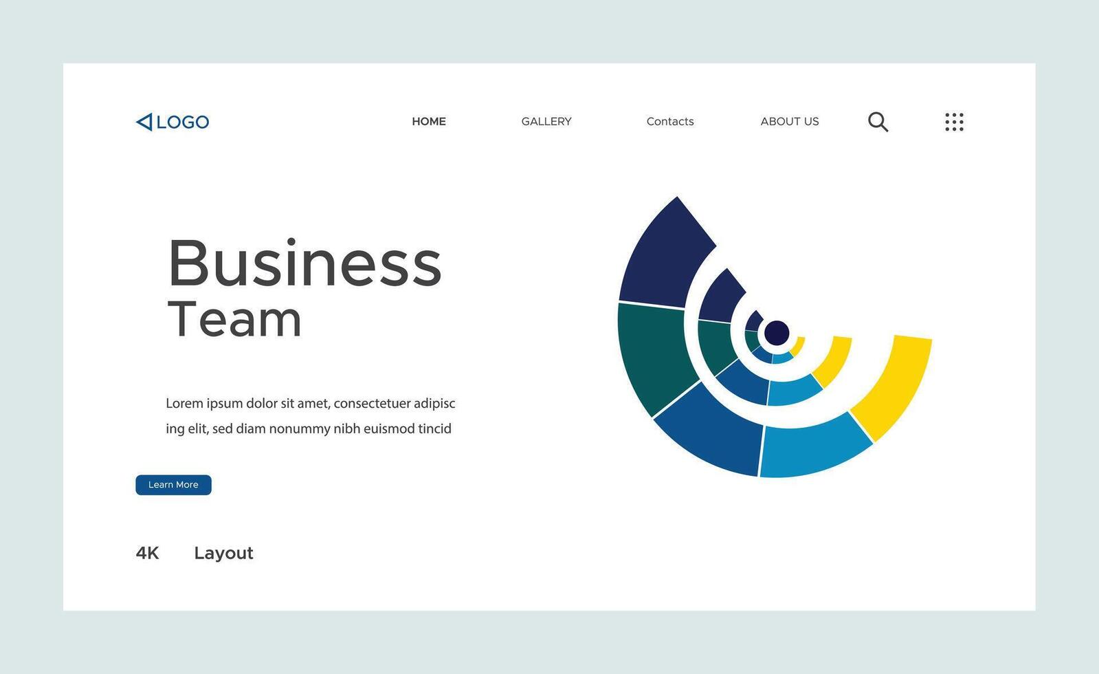 Creative corporate business landing page design with multiple color shapes vector