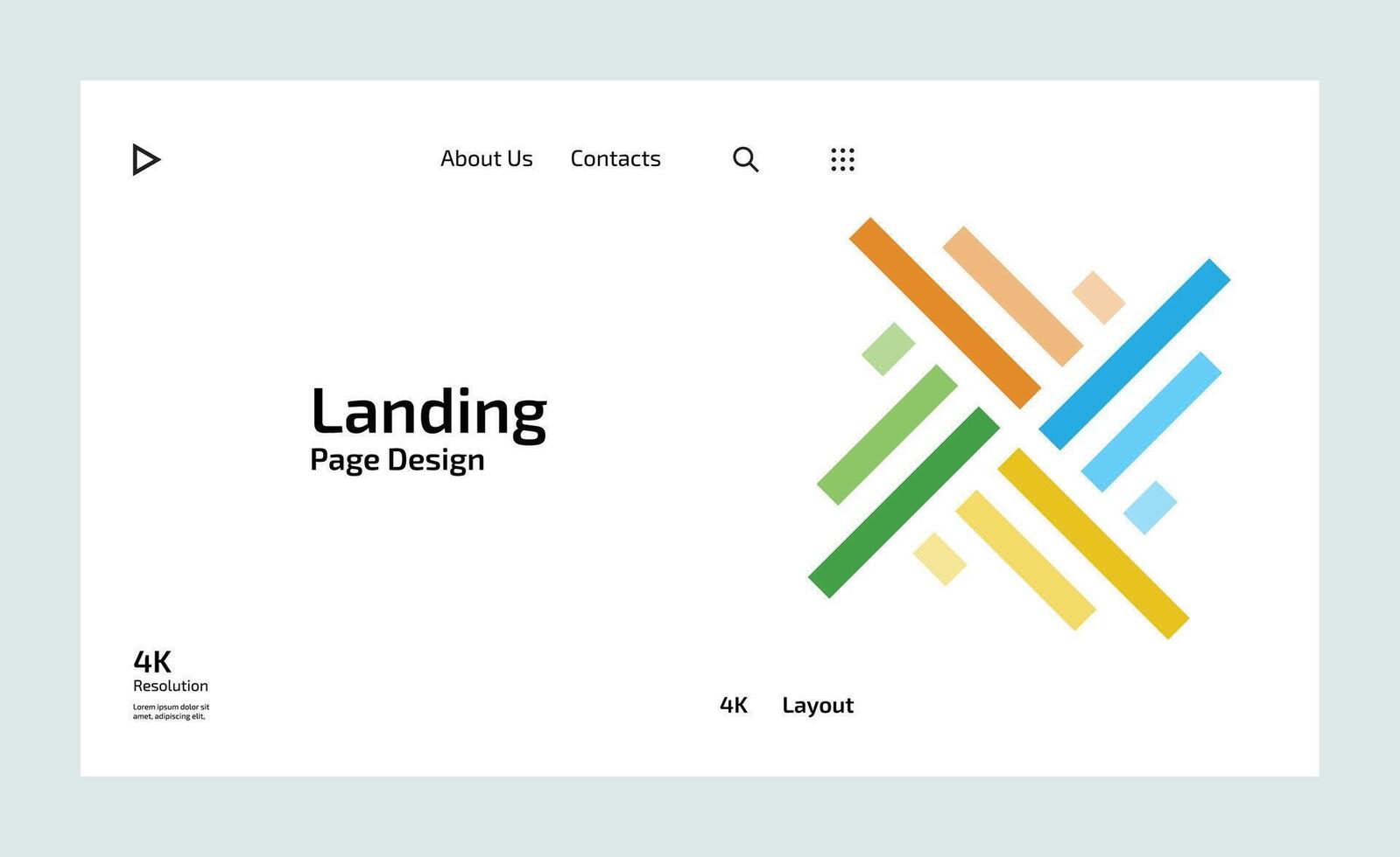 Creative business landing page design with multiple colored shapes vector