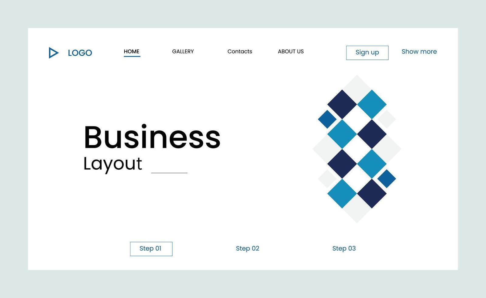 Creative corporate business landing page design with multiple color shapes vector