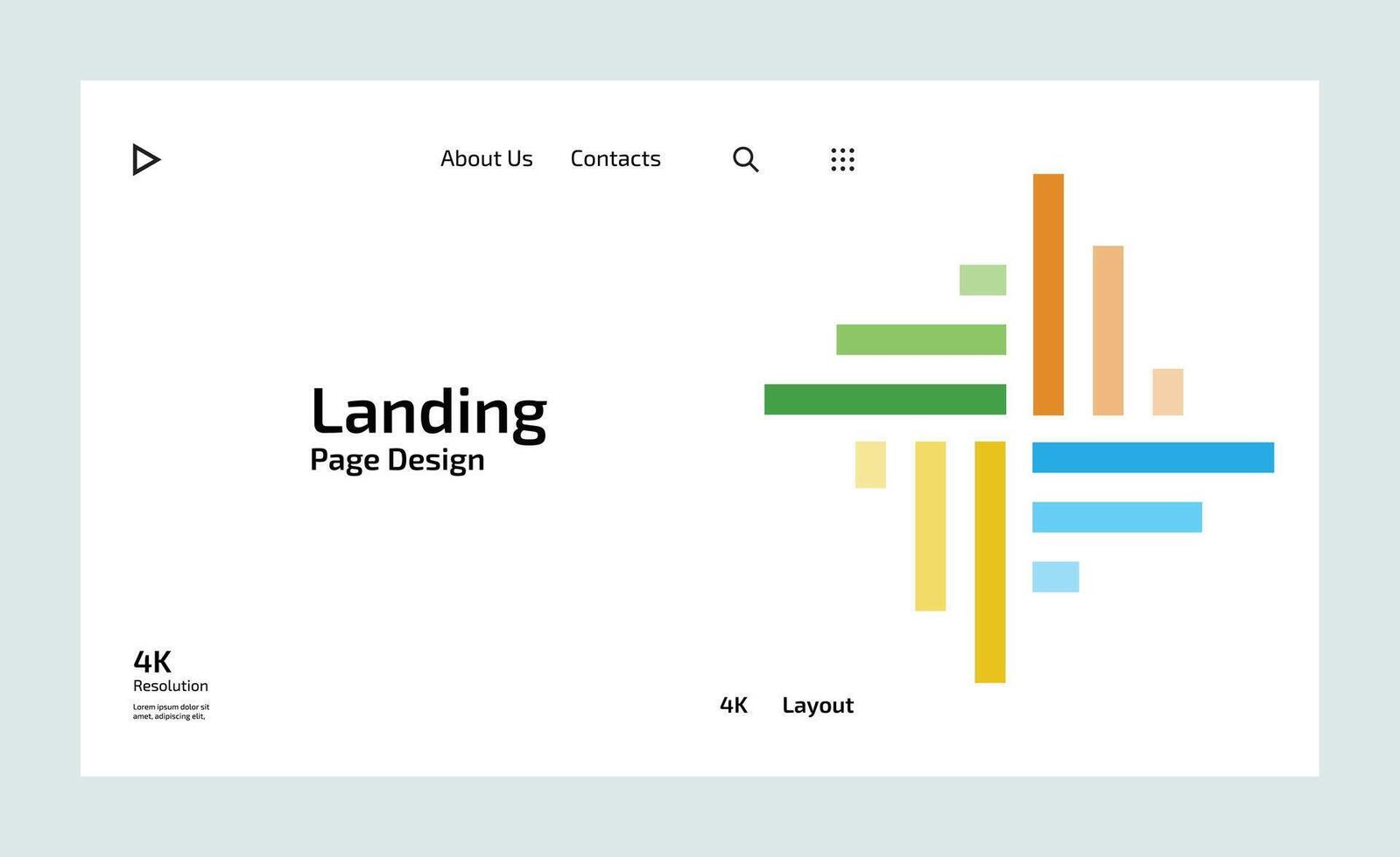 Creative business landing page design with multiple colored shapes vector