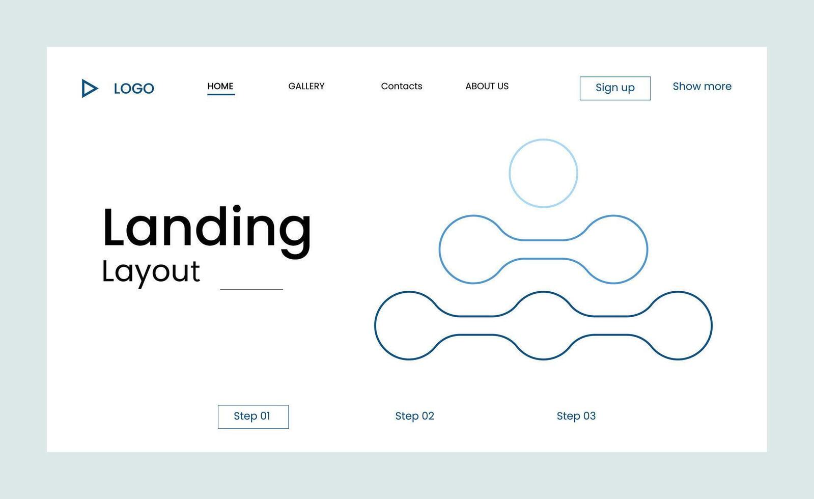 Creative business landing page design with multiple colored shapes vector