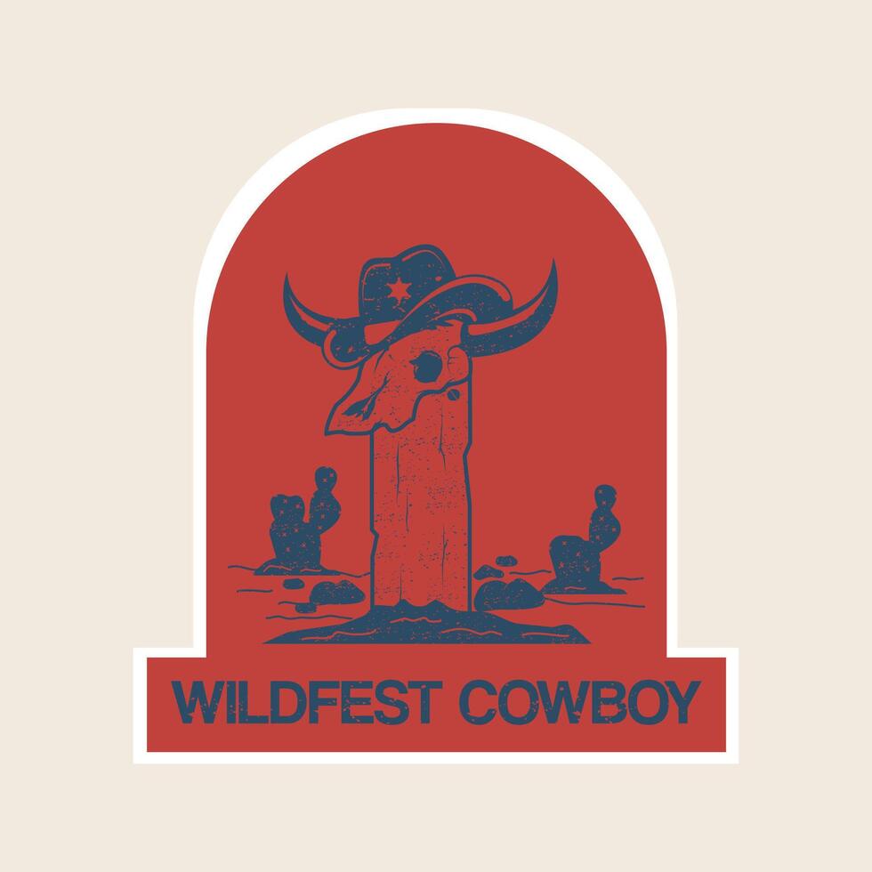 logo vintage american cowboy skull head vector illustration with apparel design poster