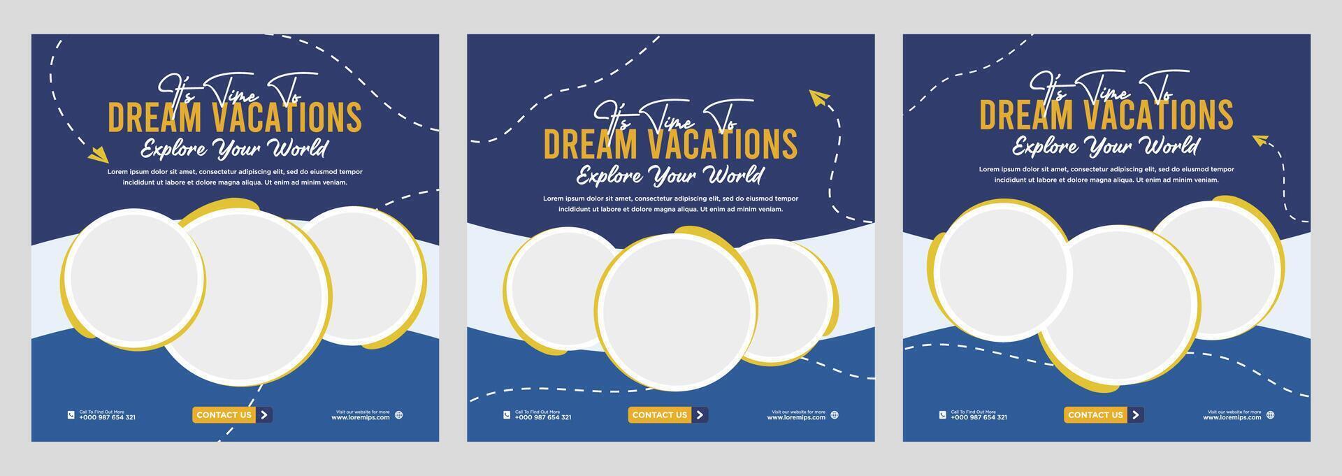 Travel holiday vacation social media post web banner vector