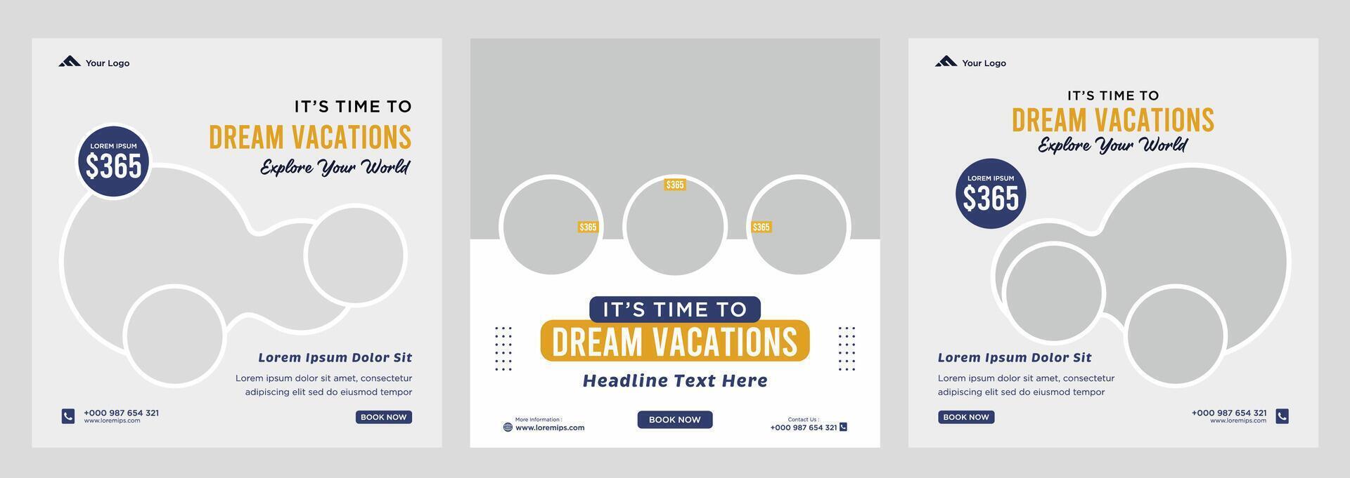 Travel holiday vacation social media post web banner vector