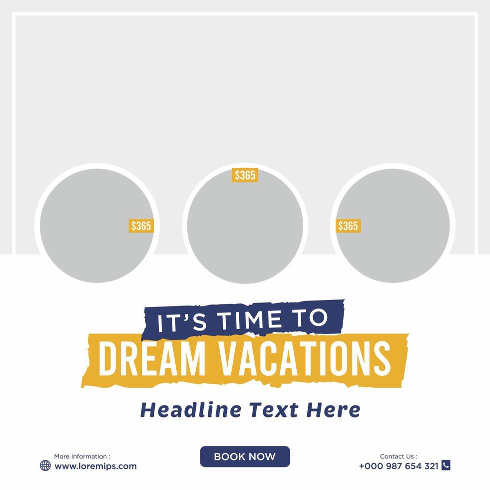 Travel holiday vacation social media post web banner vector