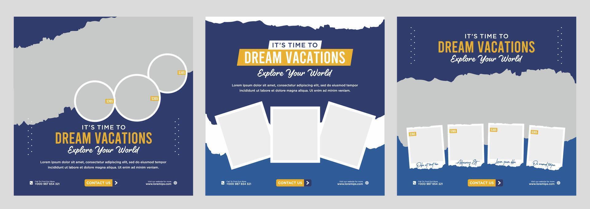 Travel holiday vacation social media post web banner vector