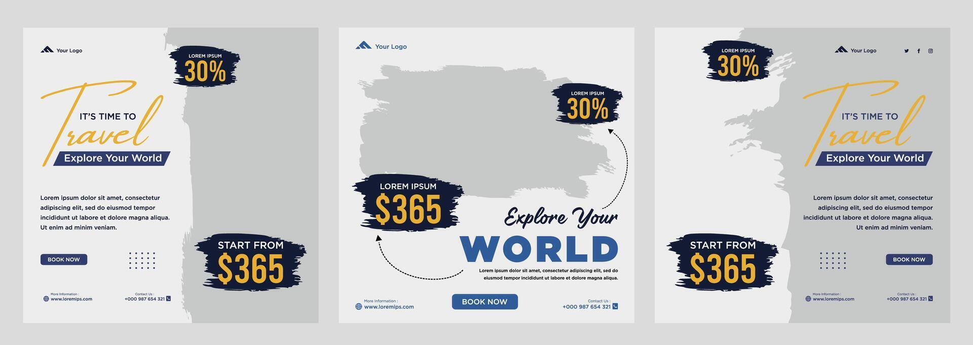 Travel holiday vacation social media post web banner vector