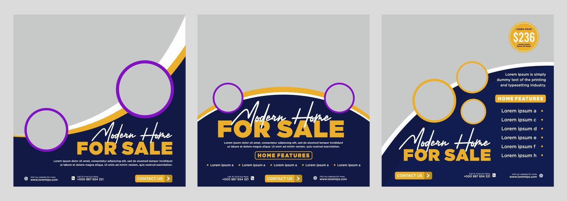 Real estate house social media post or square banner template vector