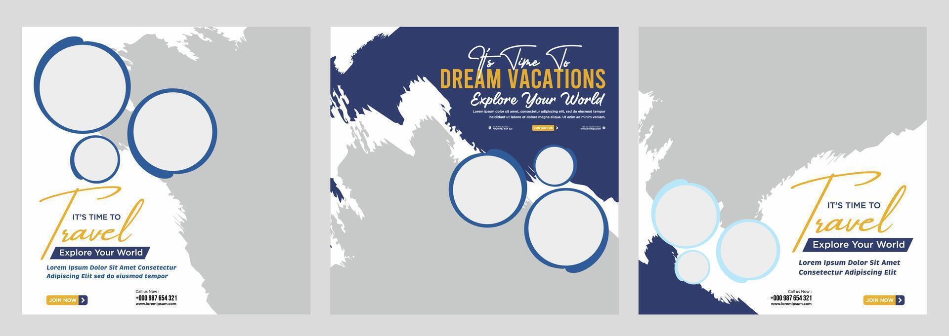 Travel holiday vacation social media post web banner vector