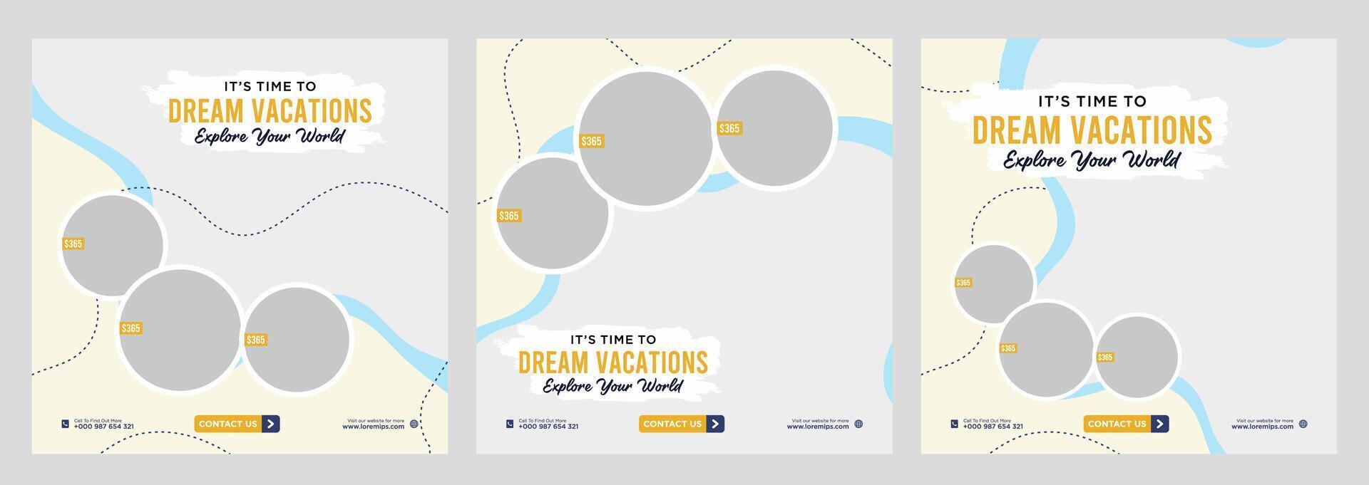 viajes vacaciones vacaciones redes sociales publicación web banner vector