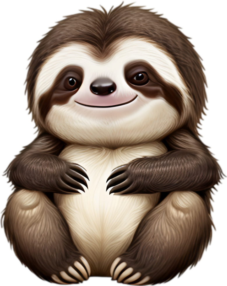 AI generated Close-up of a cute cartoon Sloth Icon. png