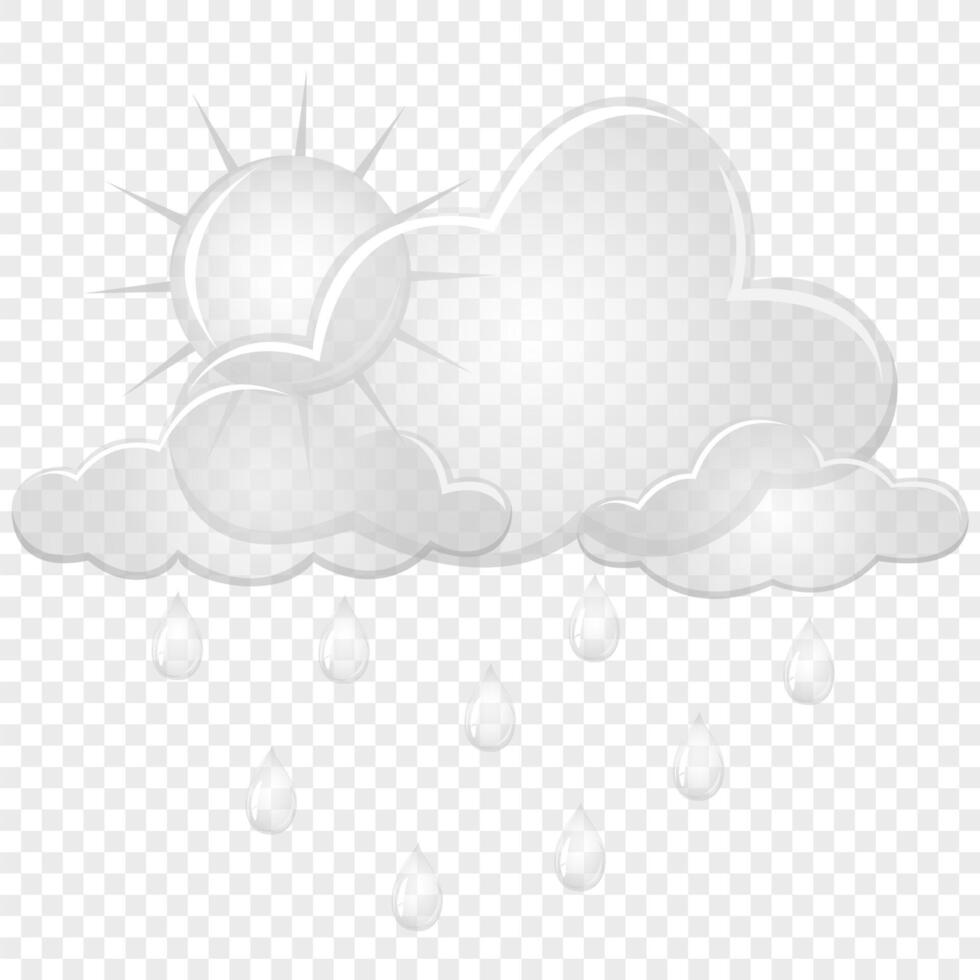 Clouds with rain drops and sun. Flat design style. For the design of your website, logo, application. Vector illustration