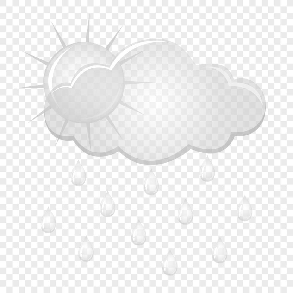 Cloud with rain drops and sun. Flat design style. For the design of your website, logo, application. Vector illustration