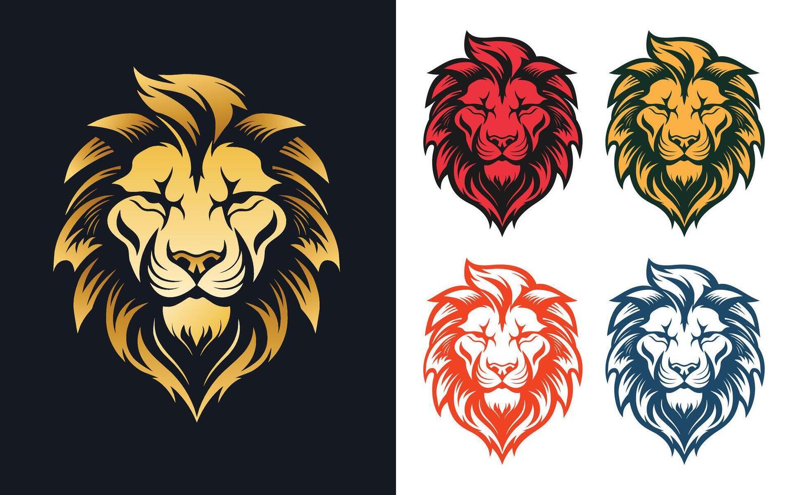 mascota león cabeza cara tatuaje o logo vector ilustración