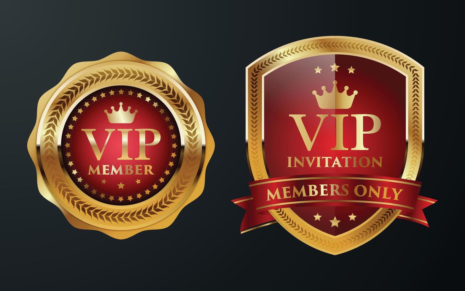 VIP Member Red and Golden Badge Vector illustration