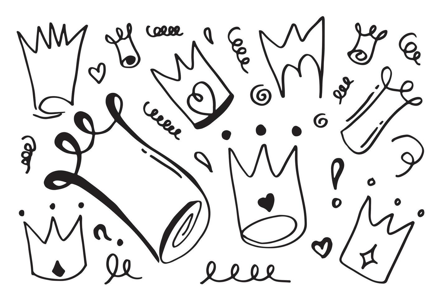 crown logo Icon set. Black element isolated on white background. Vector illustration.