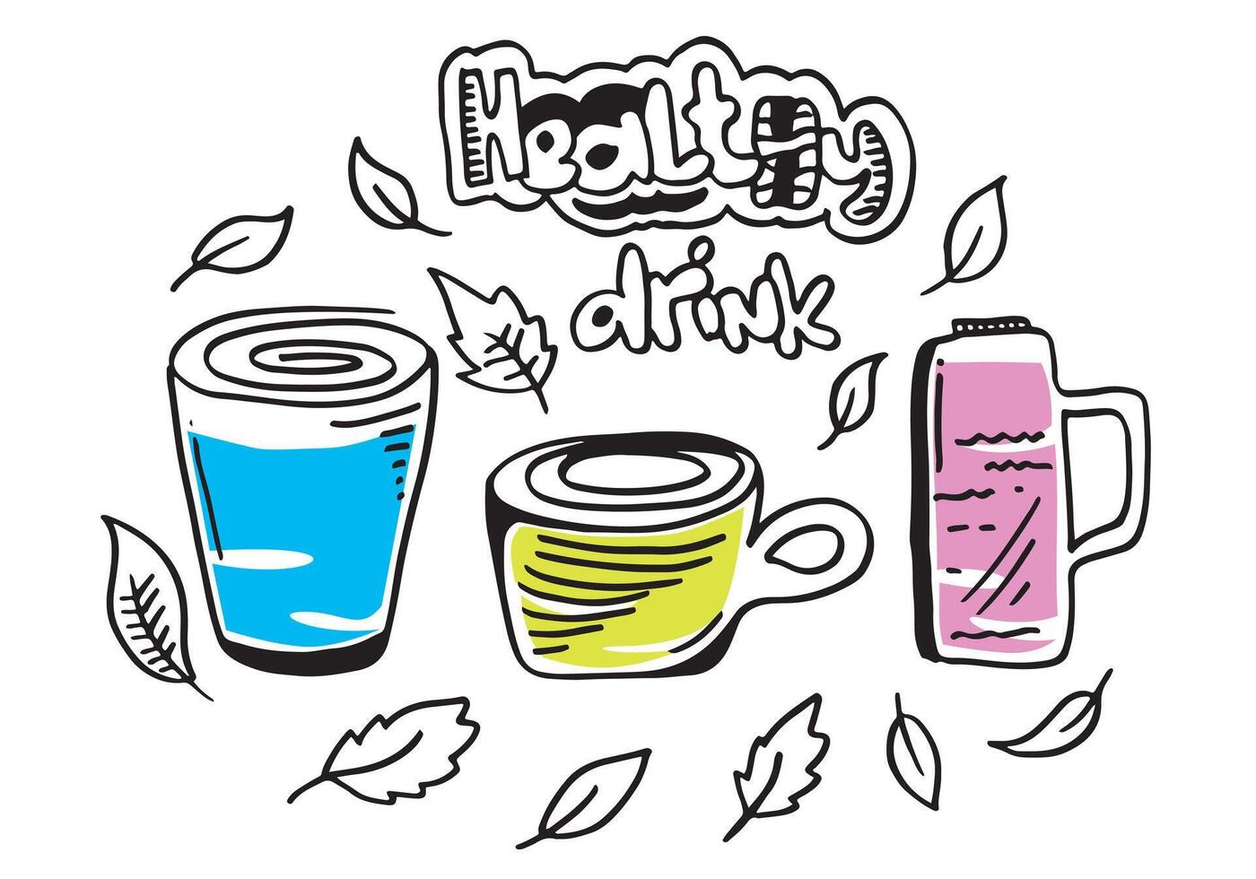 Fresh smoothie, nutrition beverage in doodle style.vector illustration. vector