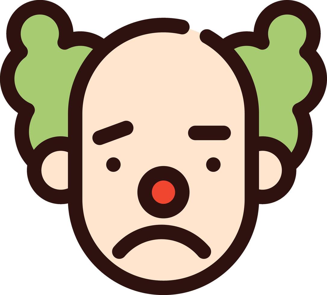 un triste payaso cara con verde pelo vector